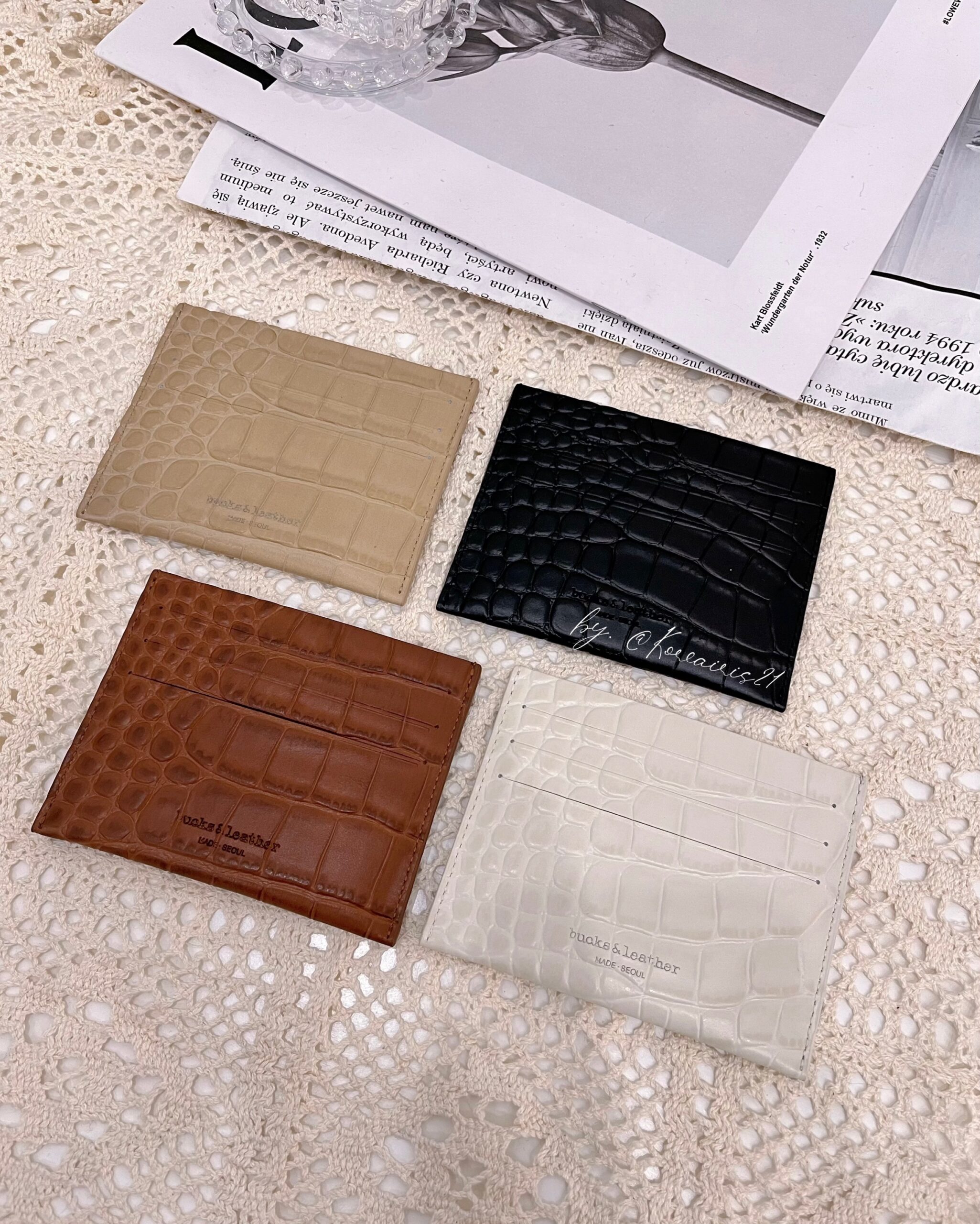 Bucks & leather｜韓國設計師品牌-經典熱銷真皮卡夾(鱷魚皮款)